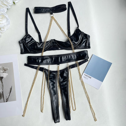 Heavy Industry Chain Breast Leakage Strap Sexy Lingerie Kit