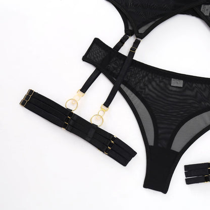 Porte-jarretelles lingerie sexy trois pièces