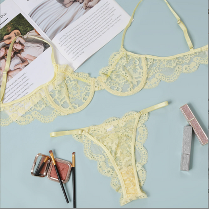 Costume de lingerie en dentelle à armatures pour dames, mode