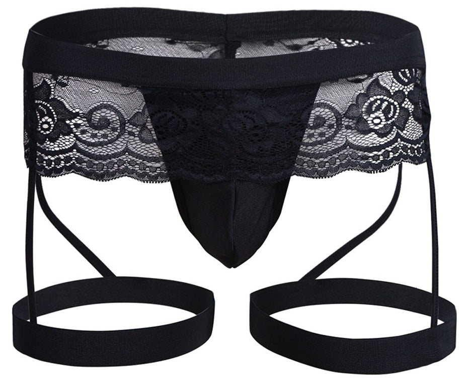 Sous-vêtements culottes à trois points en dentelle pour hommes