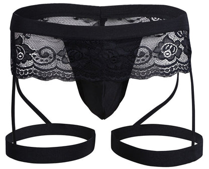 Sous-vêtements culottes à trois points en dentelle pour hommes