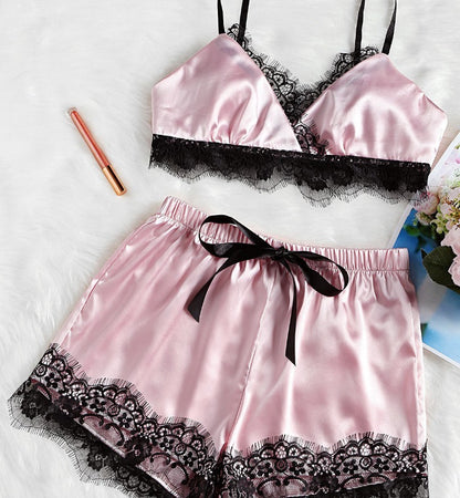 Sexy lace split pajamas set