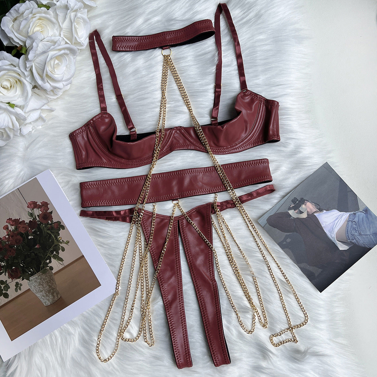Heavy Industry Chain Breast Leakage Strap Sexy Lingerie Kit