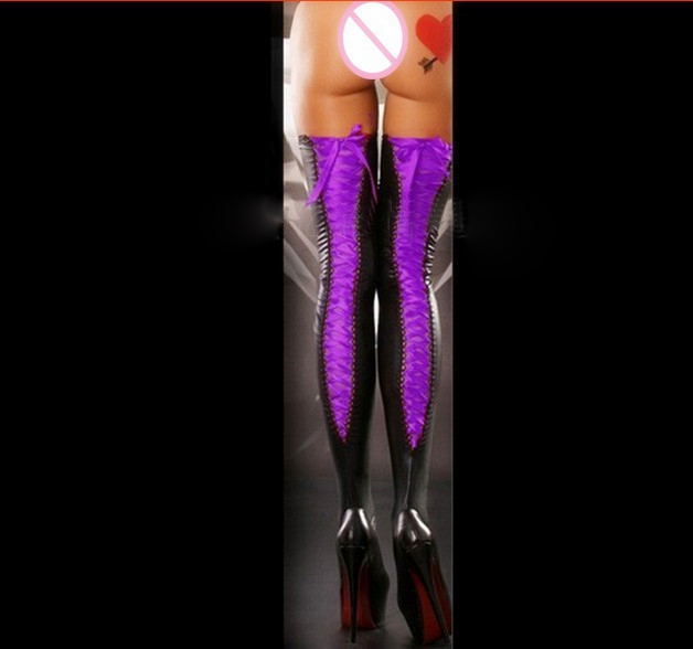 European And American  Lingerie Patent Thigh Leather Socks
