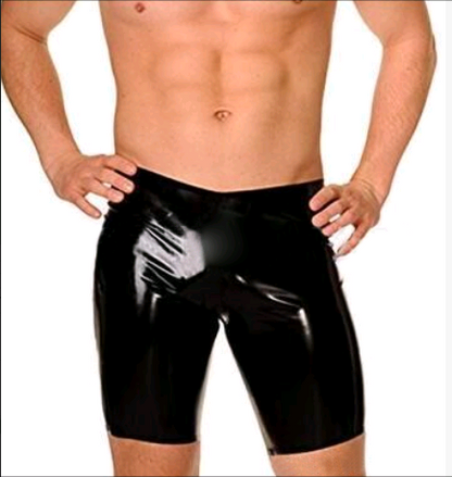 Sexy lingerie men's patent leather tight shorts nightclub show suit men's shorts