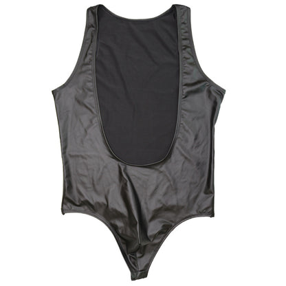 Men's Leather Sexy Bra One-piece Underwear Vest