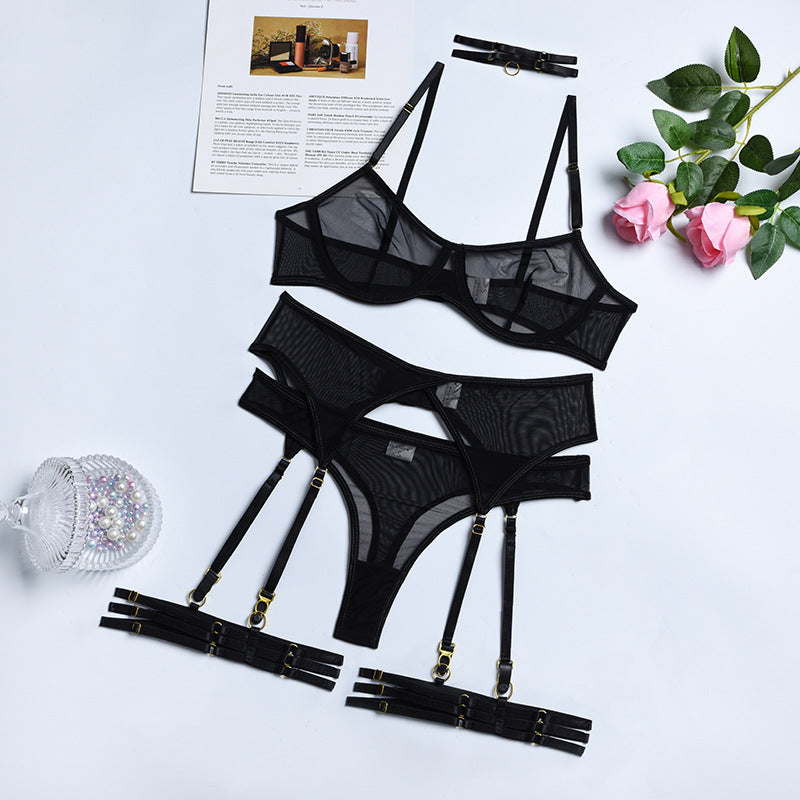 Porte-jarretelles lingerie sexy trois pièces