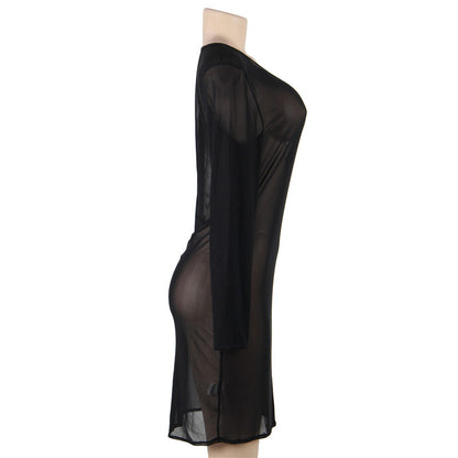 Robe en maille de lingerie sexy de grande taille européenne et américaine