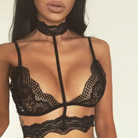 Hot Sexy femmes Crop hauts dentelle tour de cou pure Bralette Bustier soutien-gorge Lingerie