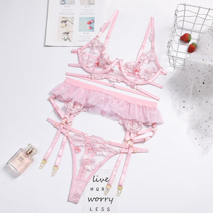 Lingerie sexy femme fleur broderie couture sexe