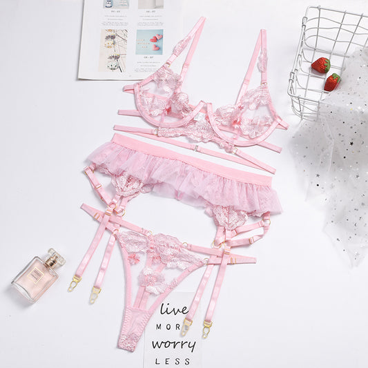 Lingerie sexy femme fleur broderie couture sexe