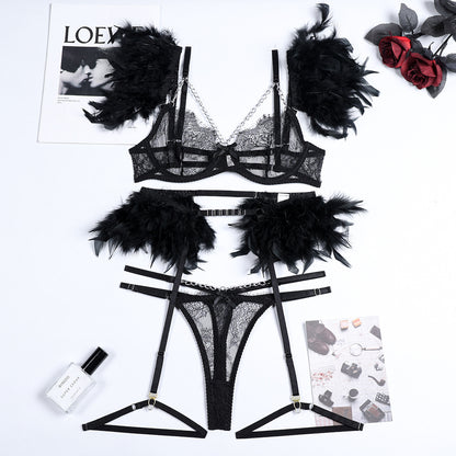 Cadenas de Navidad Encaje Lencería sexy Mujer Ropa interior Sujetador Pa