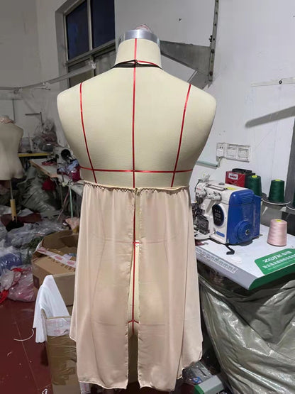 Perspectiva de mujer Lencería Espalda Tentación Falda corta Pijamas