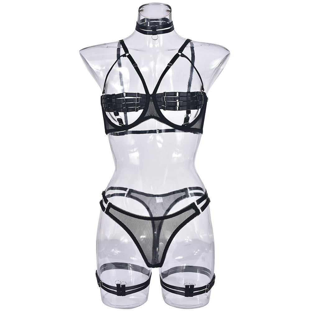 Anneau de jambe en quatre pièces, complexe de Lingerie Sexy entrelacé, Push Up, industrie lourde