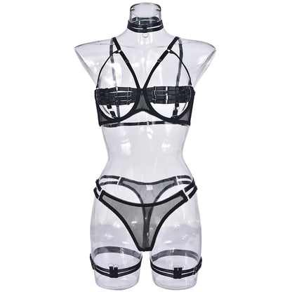 Anneau de jambe en quatre pièces, complexe de Lingerie Sexy entrelacé, Push Up, industrie lourde