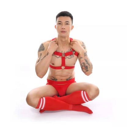 Boys Nightclub Bar Clothes Chest Strap Stockings Performance Set