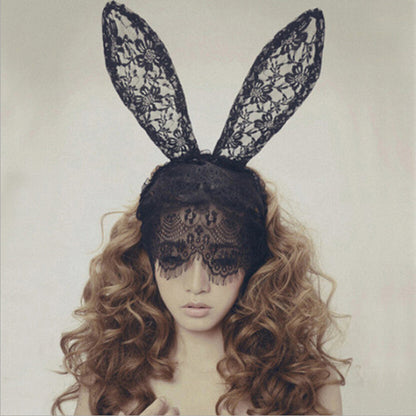 Lace bunny ears headdress
