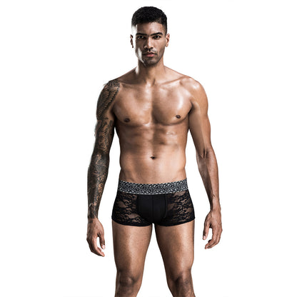 Black See-through Men's Boxers Lace Sexy Sexy Underwear