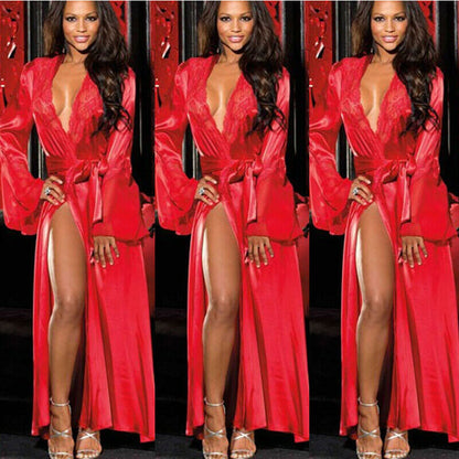 Peignoir de lingerie sexy pour femmes, robe brillante de grands chantiers