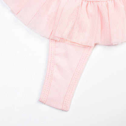 Conjunto de lencería de malla cómoda transparente con falda plisada y pompones