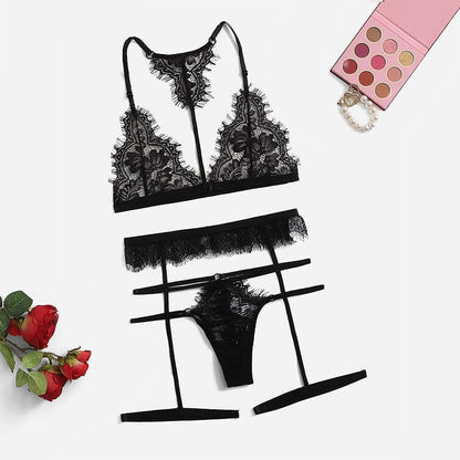 Pijamas con tirantes de malla de encaje de lencería sexy de Europa y Estados Unidos