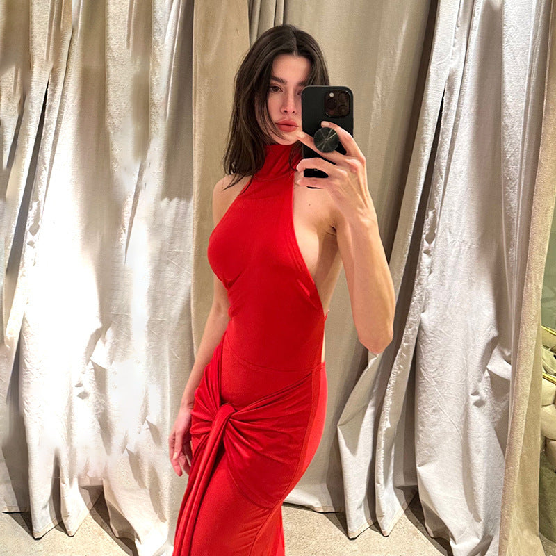 Round Neck Tied Dress Female Temperament Hot Girl