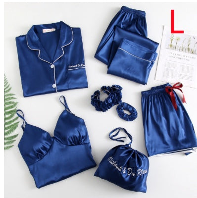 Ensemble sexy sept pièces en soie glacée