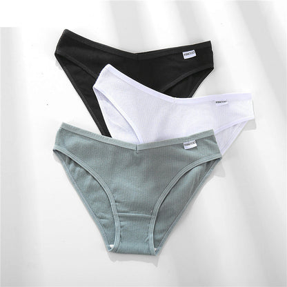 3 Pieces Set Of Women's Underwear Cotton Sexy Panties