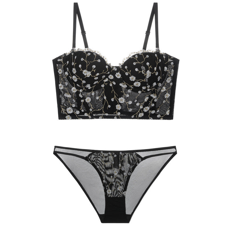 Soutien-gorge push-up fin en lingerie brodée vintage