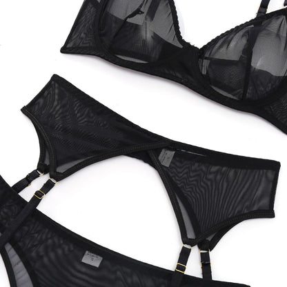 Porte-jarretelles lingerie sexy trois pièces