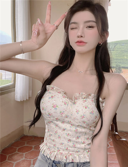 Hot Girl Lencería floral Tube Top Mujer Fishbone