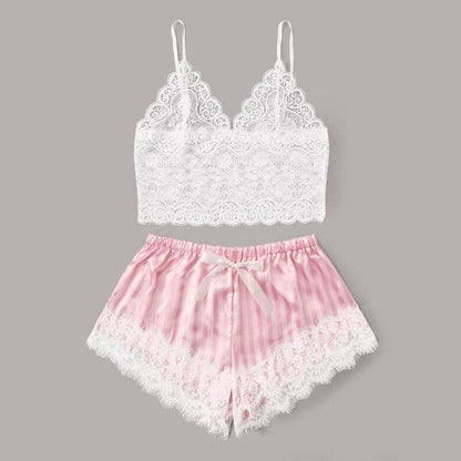 Conjunto de pijama sexy con encaje dividido