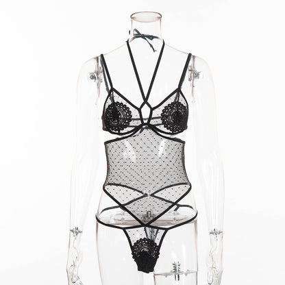 Body en dentelle à coutures nouées