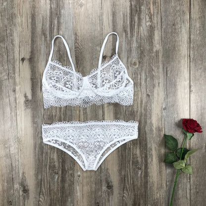 Ensemble de lingerie en dentelle de cils de couleur pure explosive
