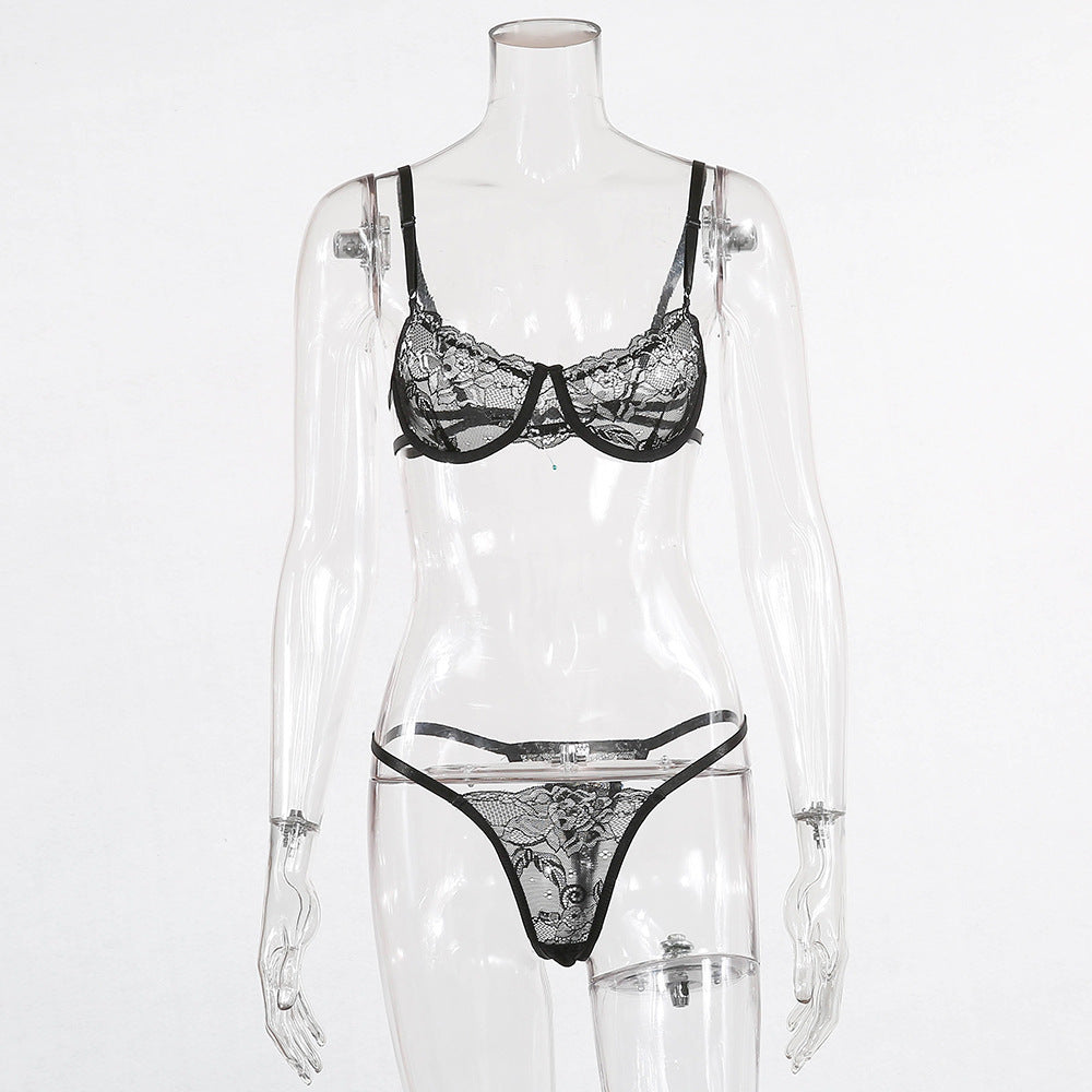Conjunto de lencería sexy para mujer con encaje y flores
