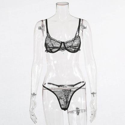 Conjunto de lencería sexy para mujer con encaje y flores