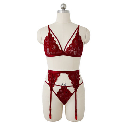 Jarretière en dentelle lingerie sexy trois pièces