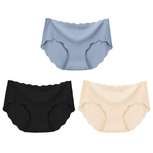 3 piezas de ropa interior sin costuras de seda para mujer, bragas, lencería Sexy