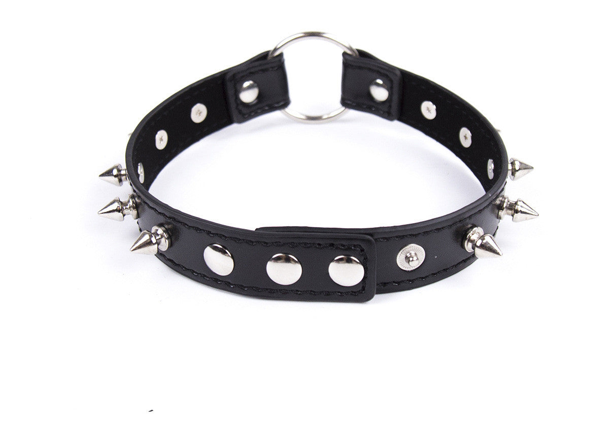 Men's Leather Collar Neck Chain Bell Torture Leather Necklace