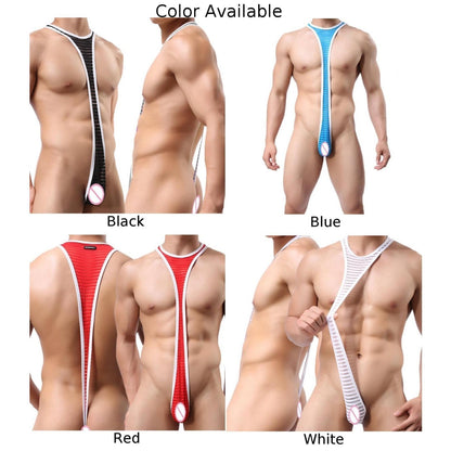 Body rayé en maille simple pour hommes
