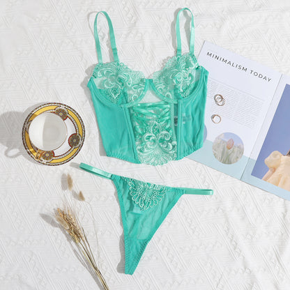 Conjunto de lencería de moda para mujer bordado