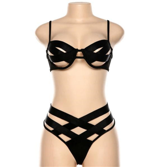 Conjunto de sujetador de lino con copa de molde fino, sexy y encantador