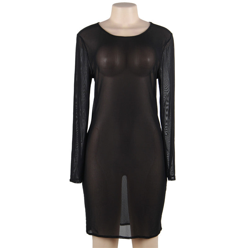 Robe en maille de lingerie sexy de grande taille européenne et américaine