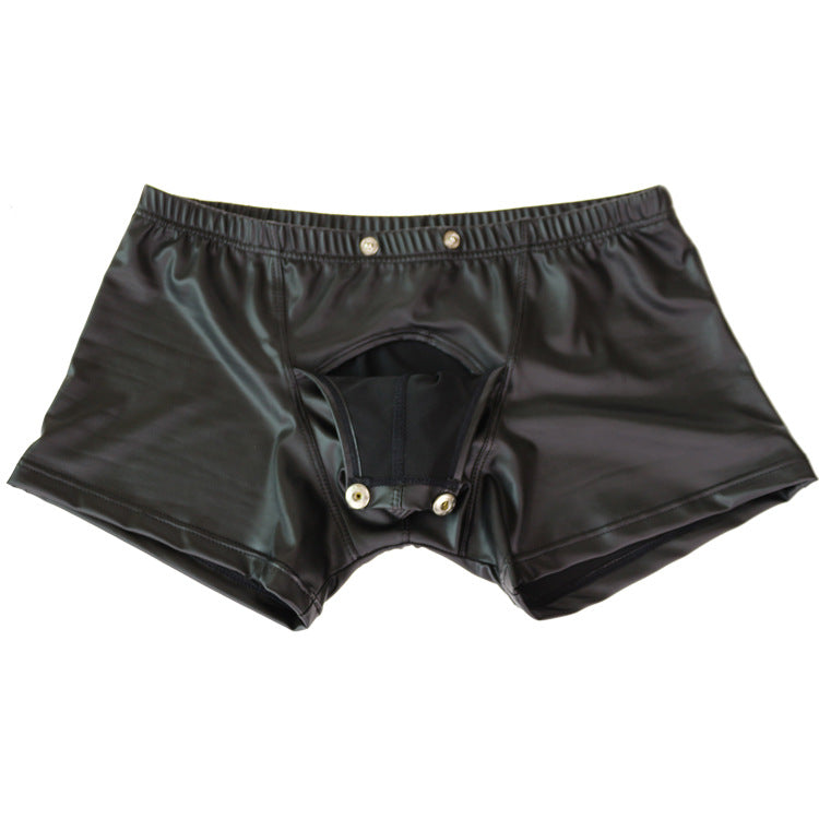 Boxer sexy en cuir verni pour hommes