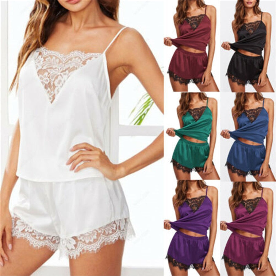 Conjunto de lencería sexy de encaje.
