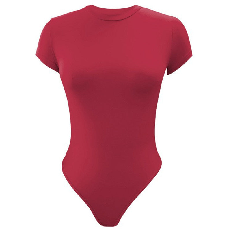Combinaison moulante Sexy à manches courtes, body d'été de couleur unie, vêtements pour femmes