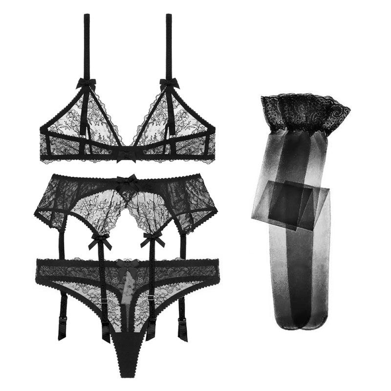 Conjunto de lencería con copa triangular francesa para mujer