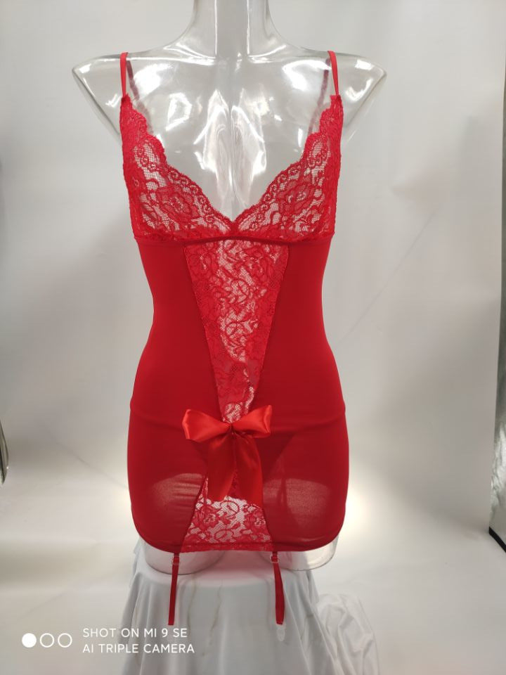 Lingerie Sexy, jupe à bretelles européenne et américaine, uniforme de grande taille, pyjama à bretelles de tentation, chemise de nuit Sexy