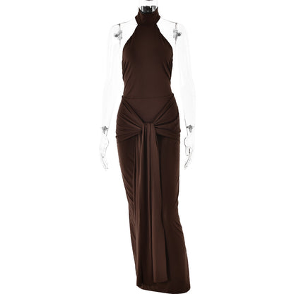 Round Neck Tied Dress Female Temperament Hot Girl