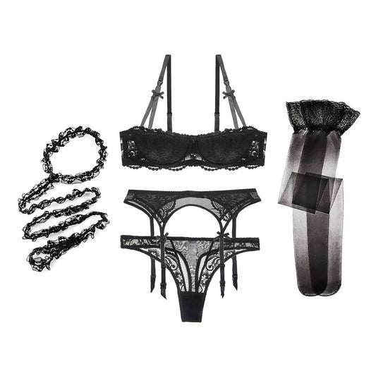Lingerie sexy en dentelle avec porte-jarretelles